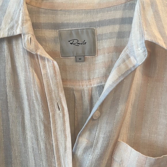 Rails Long Sleeve Pastel Striped Shirt with Shimmer details - Picture 2 of 4